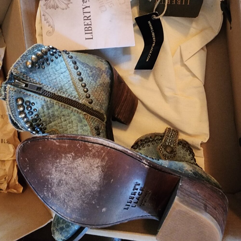 Worn Once "Liberty Black" Brand..Studded Python B… - image 8